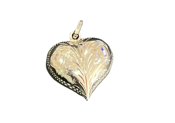 Vintage Heart Pendant Charm Sterling Silver .75"