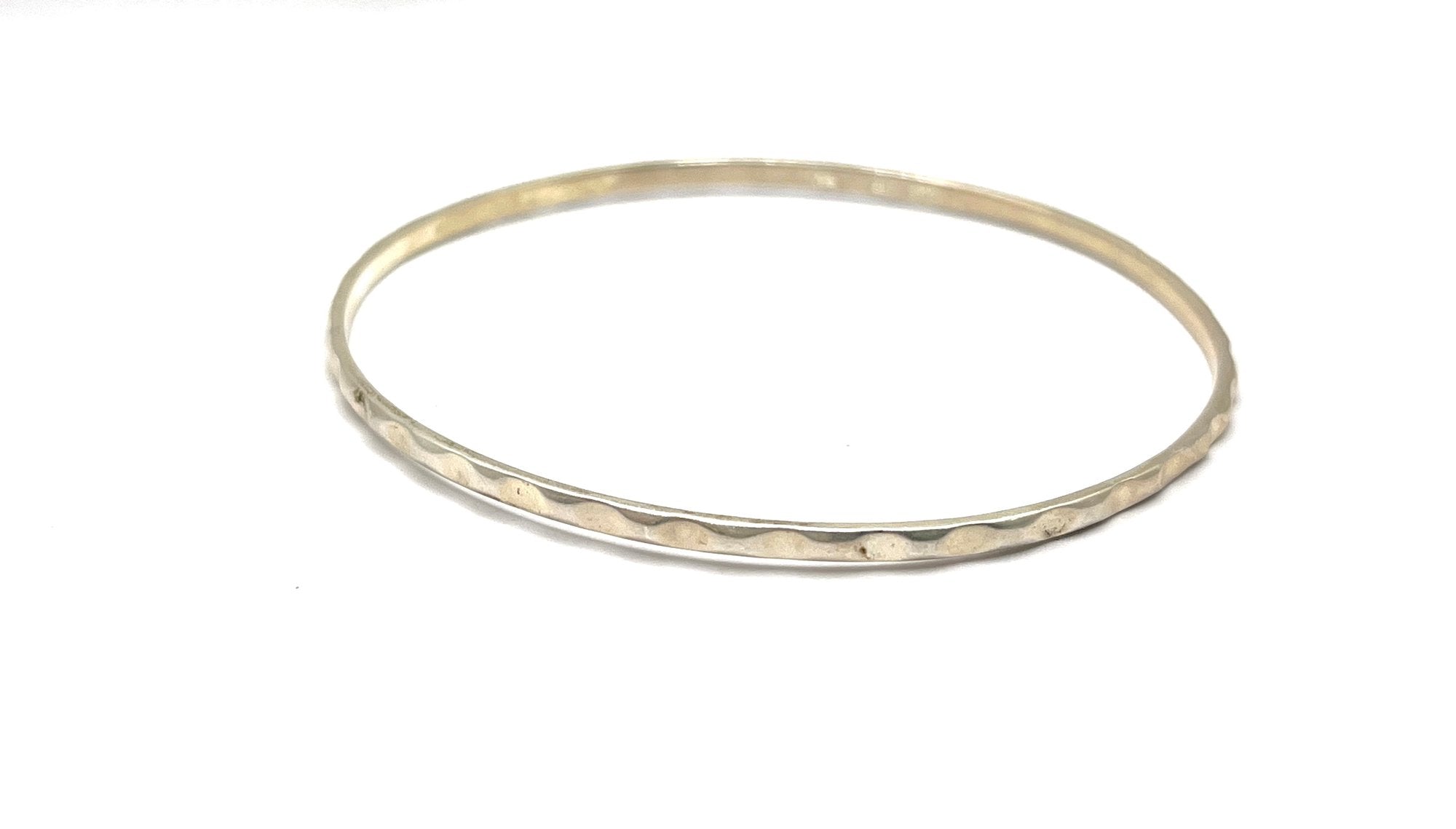 Vintage Sterling Silver Beveled Bangle Bracelet