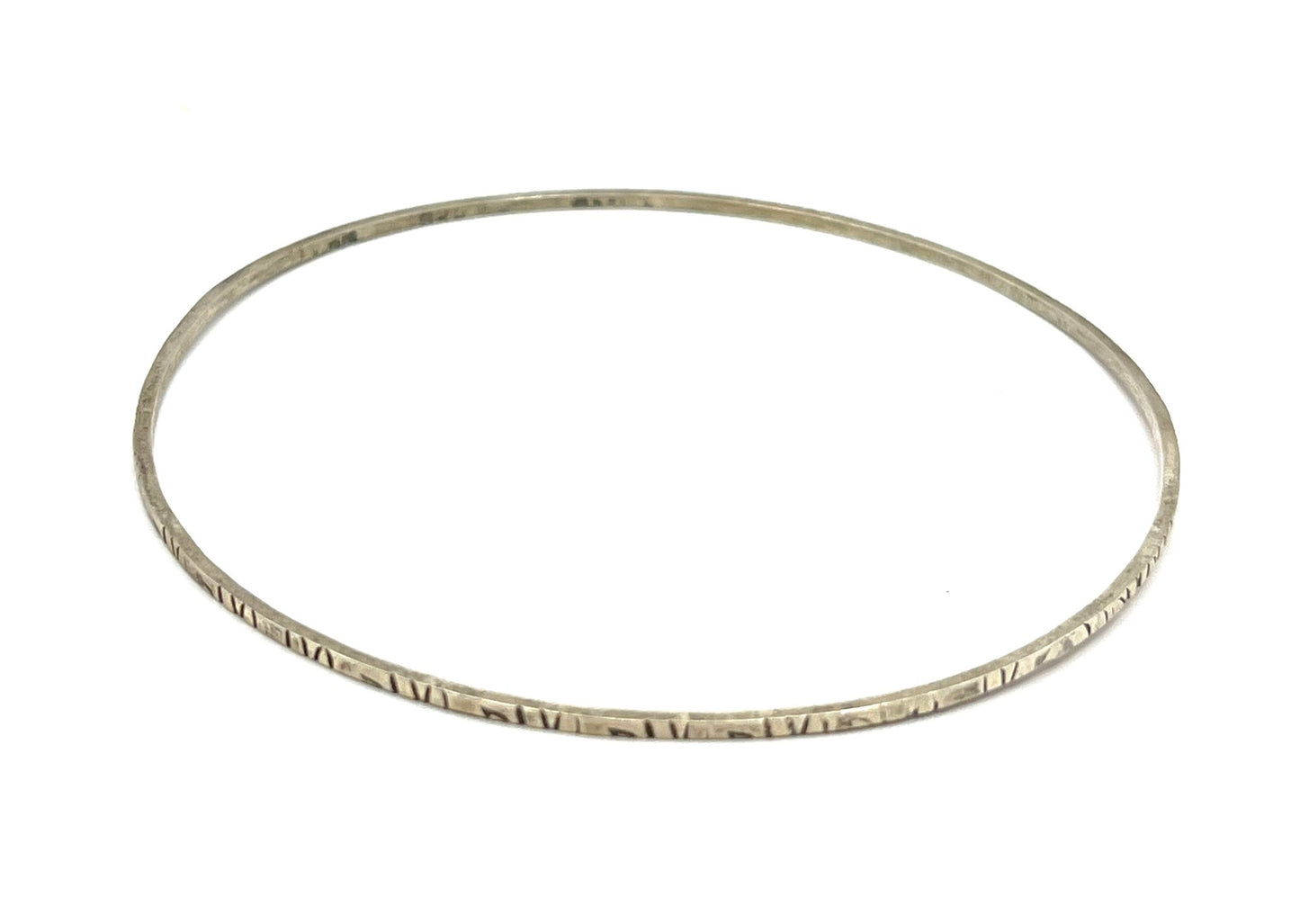 Vintage Sterling Silver Thin Etched Bangle Bracelet