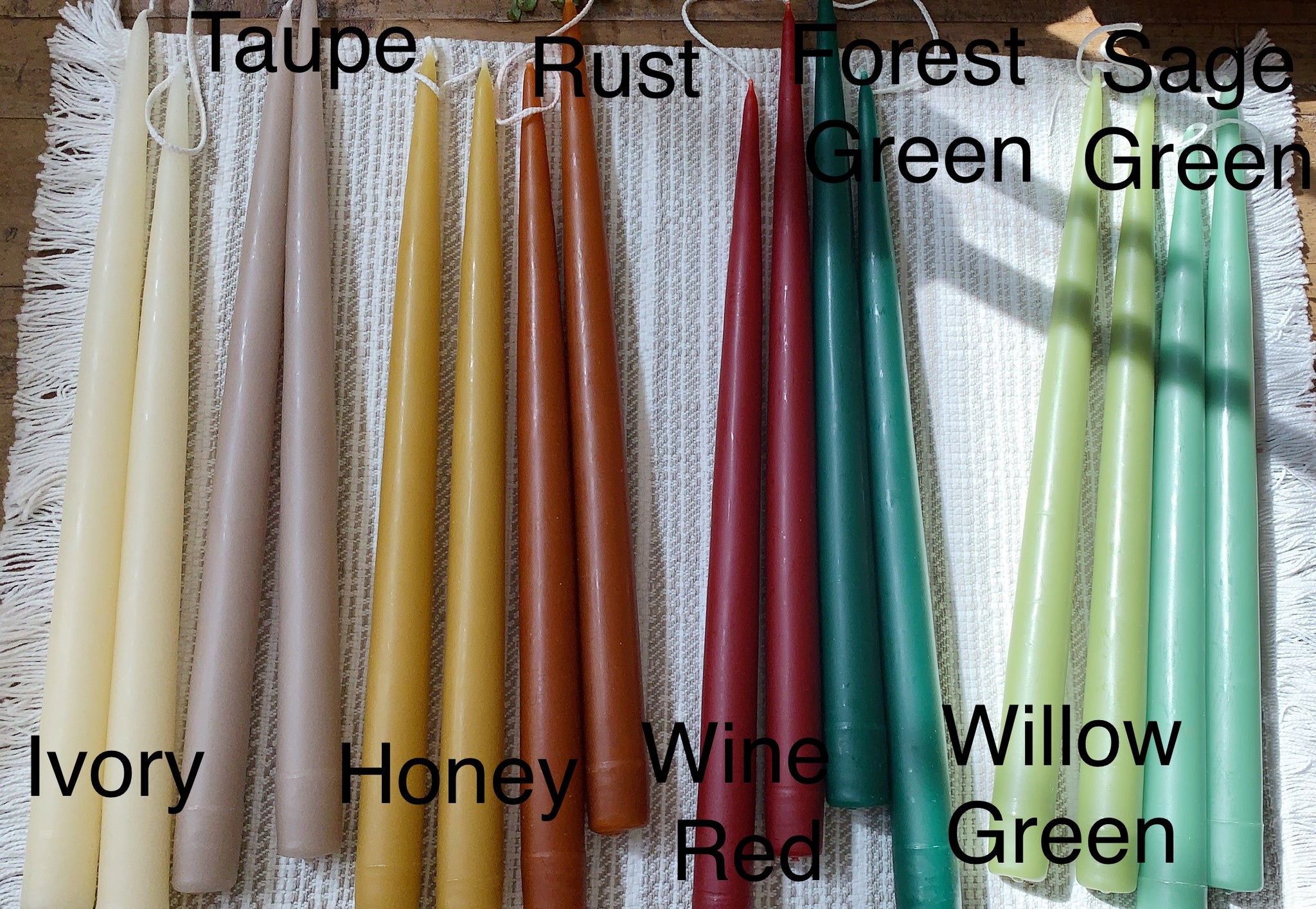 Hand Dipped Taper Candles- (Multiple Colors)