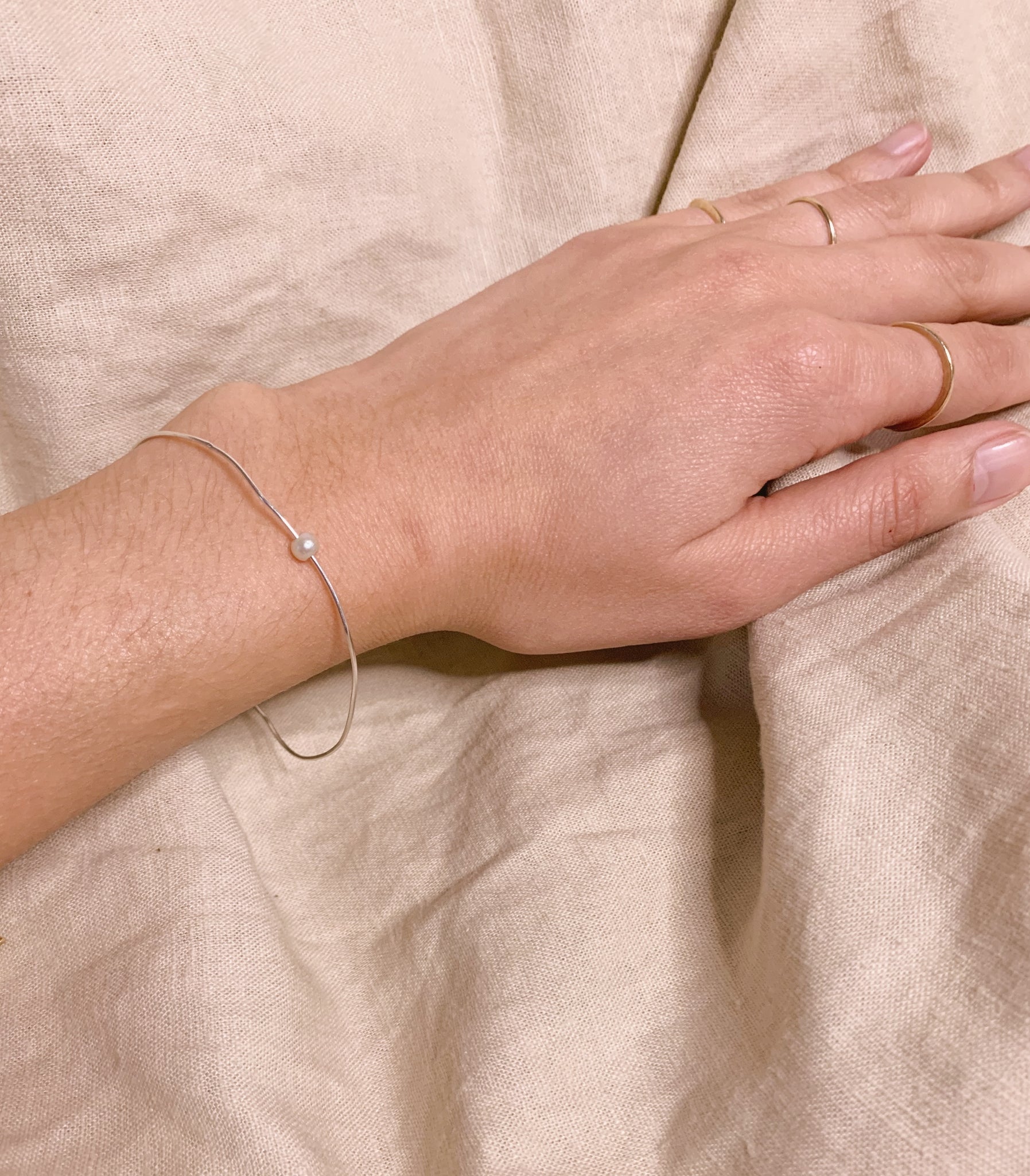 Whisper thin pearl bangle
